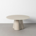 Mesa de centro redonda fija de cristal crema y DM 40 cm