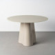 Mesa de comedor redonda cristal crema base ondulada 76 cm