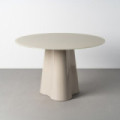 Mesa de comedor redonda cristal crema base ondulada 76 cm