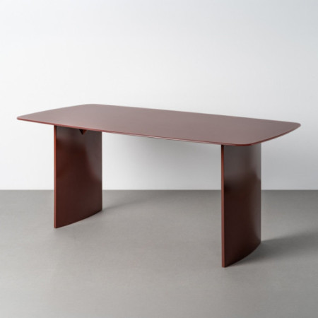 Mesa de comedor rectangular cristal color caldera 160 x 76 x 90 cm