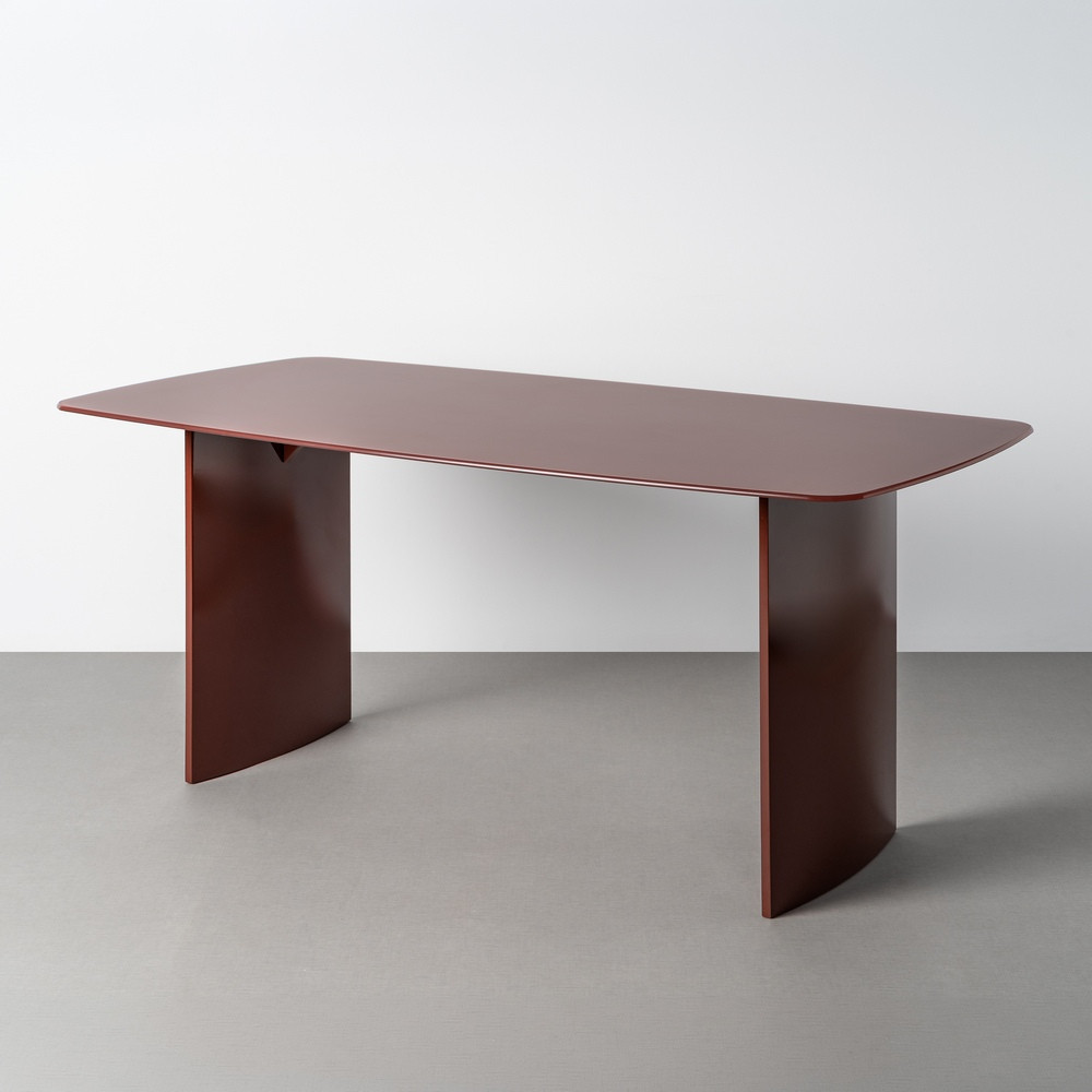 Mesa de comedor rectangular cristal color caldera 160 x 76 x 90 cm