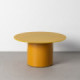 Mesa de centro redonda fija de cristal amarillo y DM 42 cm