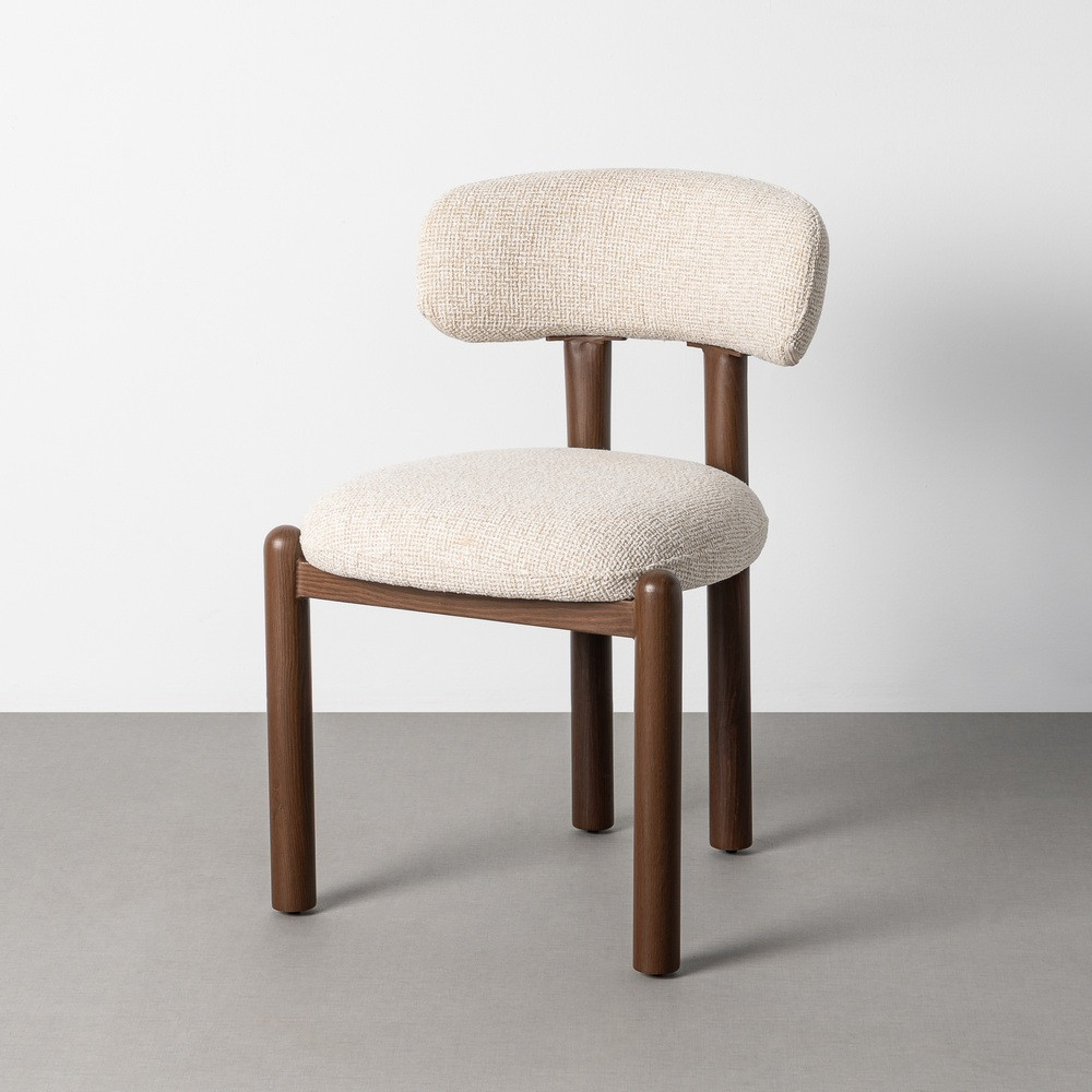 Stuhl in Beige, Bouclé-Optik, Contract
