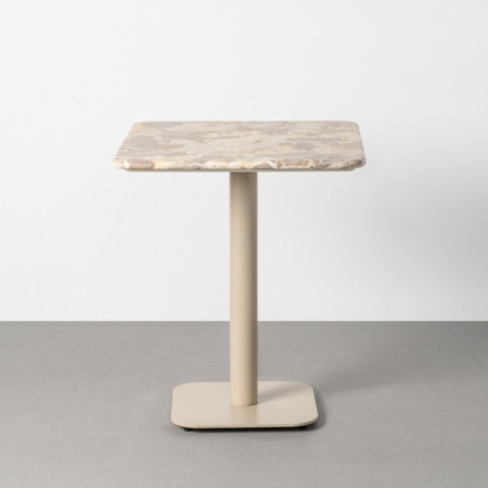 Mesa de comedor cuadrada fija de mármol y metal 65 x 75 x 65 cm