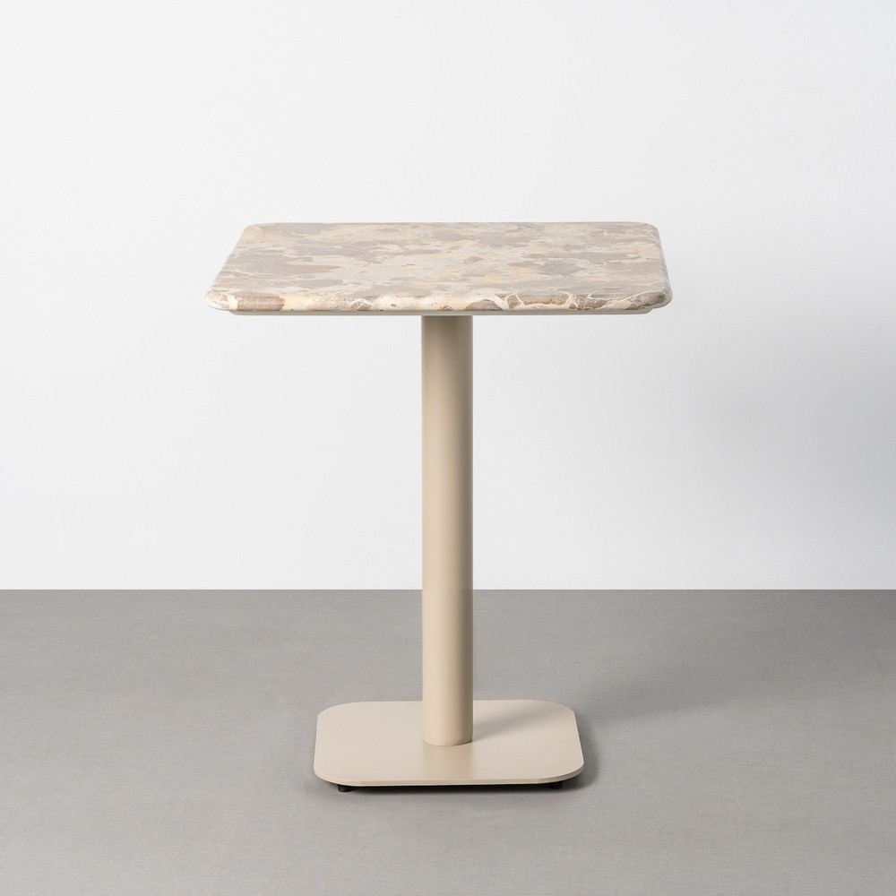 Mesa de comedor cuadrada fija de mármol y metal 65 x 75 x 65 cm
