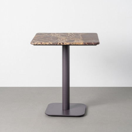 Mesa de comedor cuadrada fija de mármol burdeos y metal 65 x 75 x 65 cm