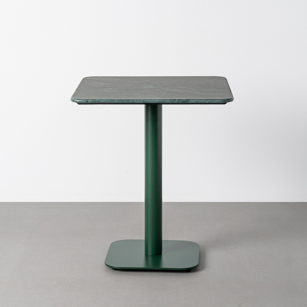 Mesa comedor cuadrada verde piedra natural-metal 65 x 75 x 65 cm