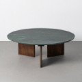Mesa de centro redonda burdeos piedra natural-madera 35 cm