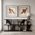 Estantería baja tipo aparador abierto en madera de caucho marrón 180 x 83 x 38 cm