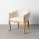 Sillón capitoné de salón en madera maciza de caucho y lino blanco natural 63 x 69 x 60 cm