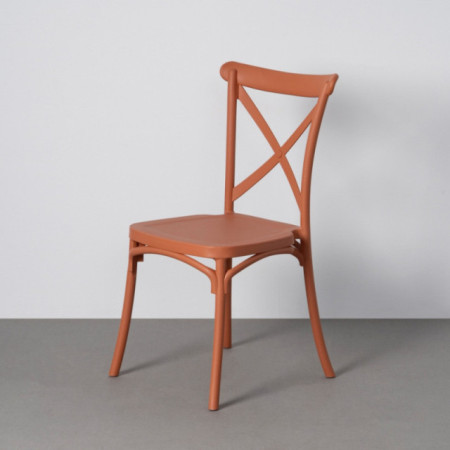 Chaise empilable d'extérieur terre cuite, dossier croisé