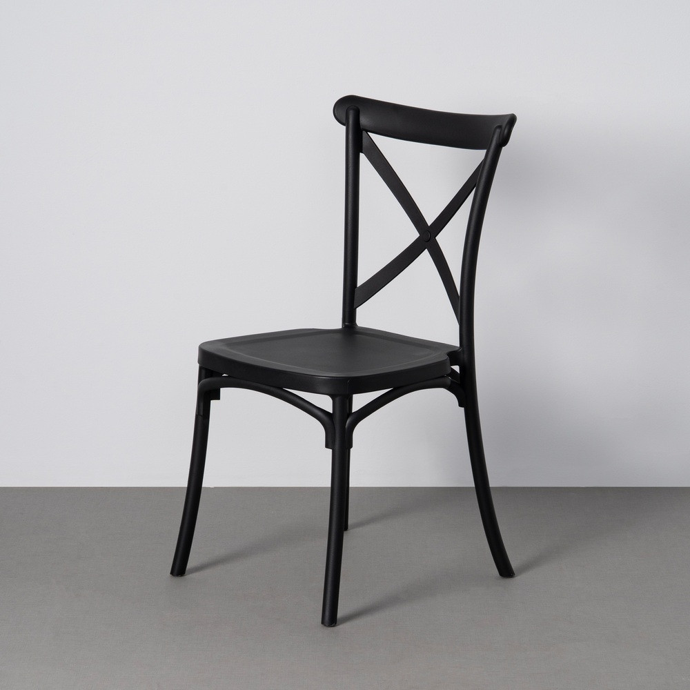 Silla de exterior apilable de uso profesional de polipropileno gris antracita 53 x 88 x 43 cm