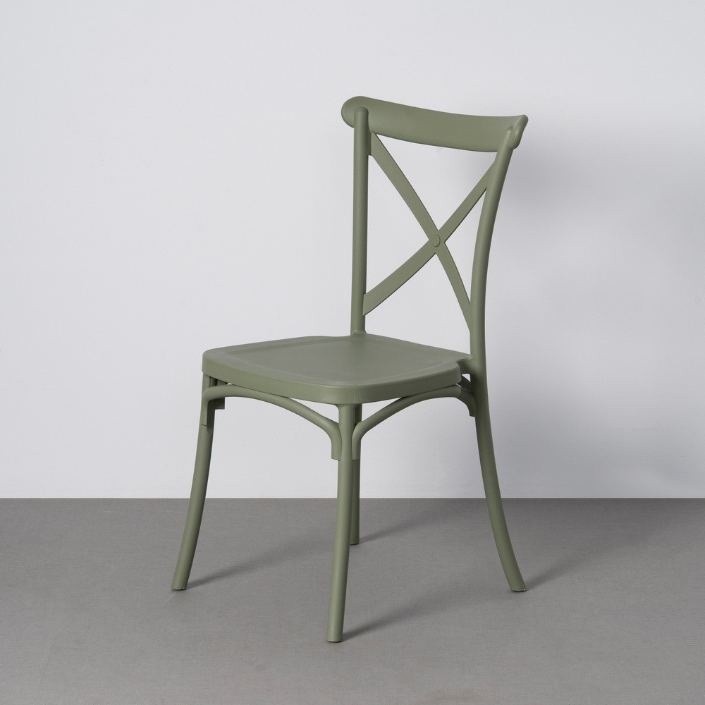 Silla de exterior apilable de uso profesional de polipropileno verde 53 x 88 x 43 cm