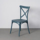 Chaise empilable d'extérieur bleu, dossier croisé