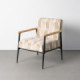 Sillón butaca tapizada geométrica beige y madera vista 64,5 x 81 x 76 cm