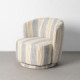 Sillón de salón giratorio tapizado en tejido gris y madera 75 x 65 x 74 cm