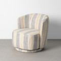 Sillón de salón giratorio tapizado en tejido gris y madera 75 x 65 x 74 cm