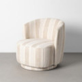 Sillón de salón giratorio tapizado en tejido beige y metal 75 x 65 x 74 cm