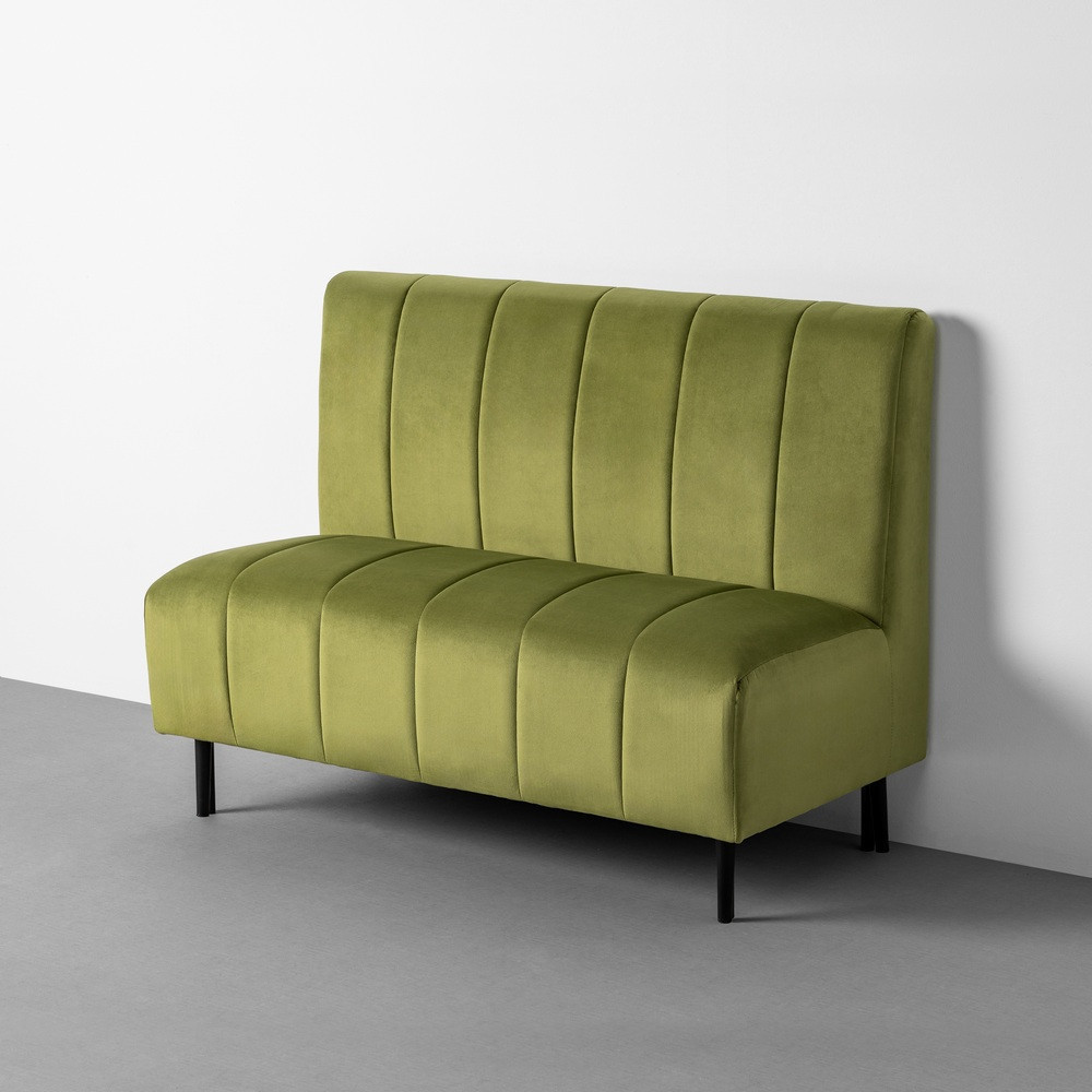 Banco de hostelería de terciopelo verde y metal 120 x 90 x 62 cm