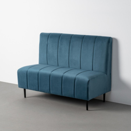 Banco de hostelería de terciopelo azul y metal 120 x 90 x 62 cm