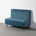 Banco de hostelería de terciopelo azul y metal 120 x 90 x 62 cm