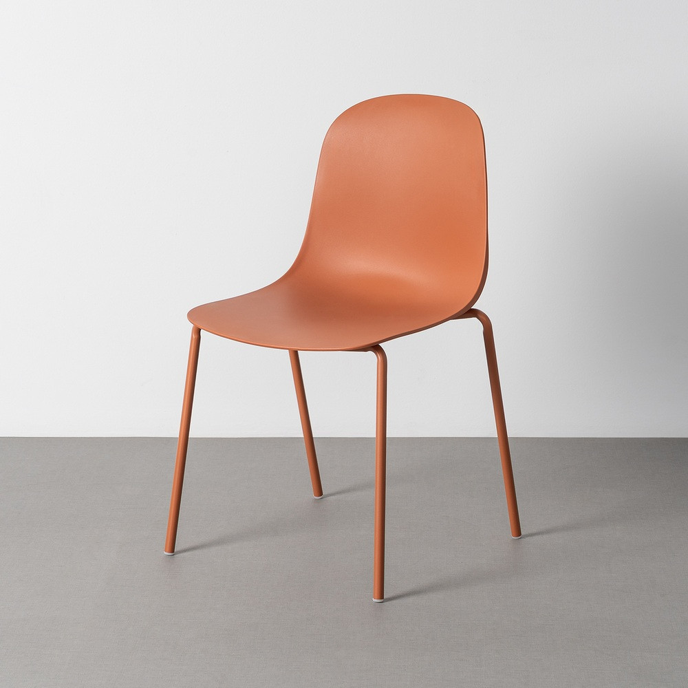 Silla de terraza de uso profesional apilable de polipropileno y acero teja 50 x 85 x 53 cm