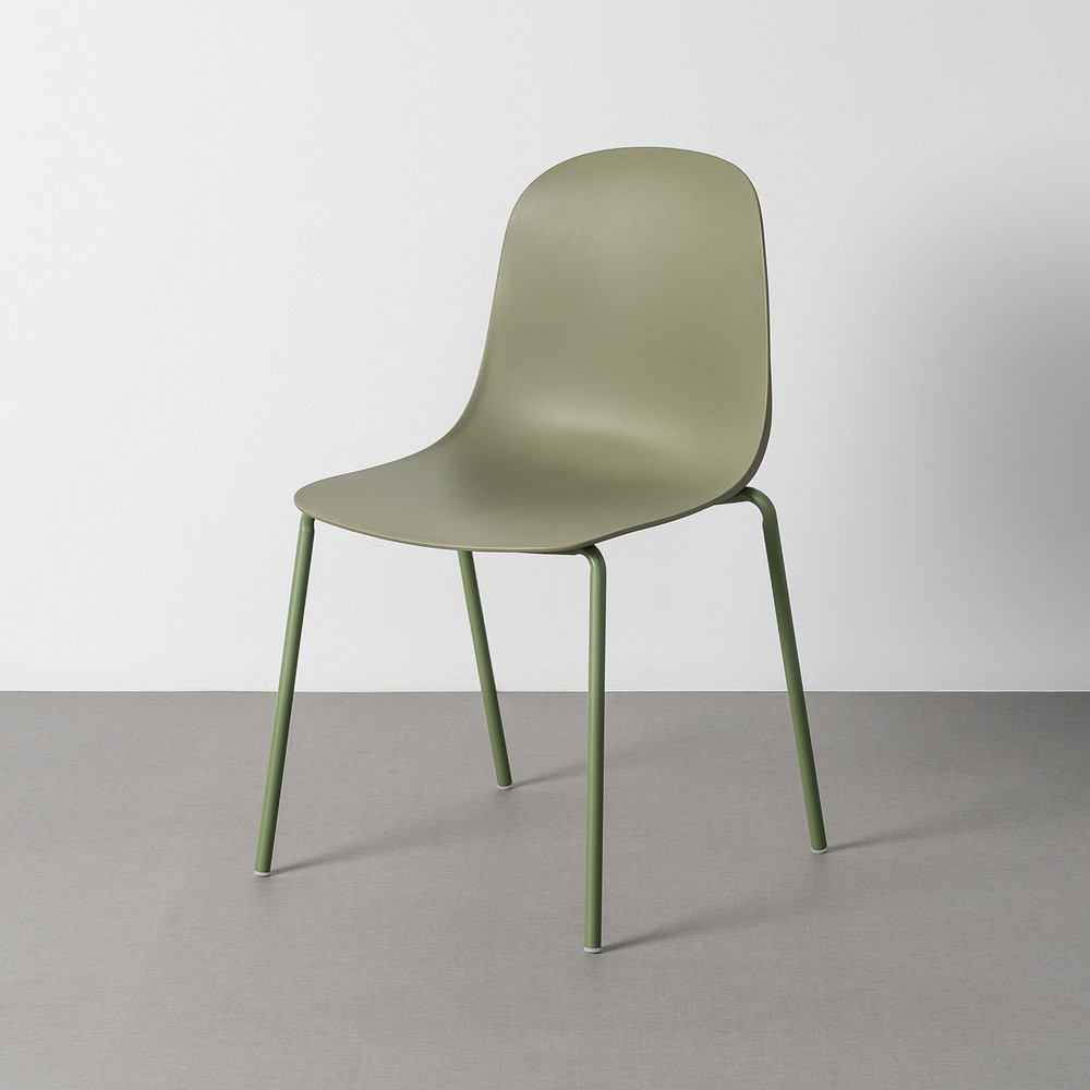 Silla de terraza de uso profesional apilable de polipropileno y acero verde 50 x 85 x 53 cm