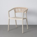 Silla de exterior apilable de polipropileno y cuerda arena 56 x 76 x 52 cm