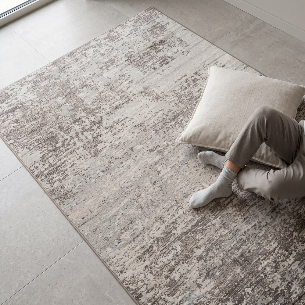 Alfombra de viscosa gris 160 x 1 x 230 cm