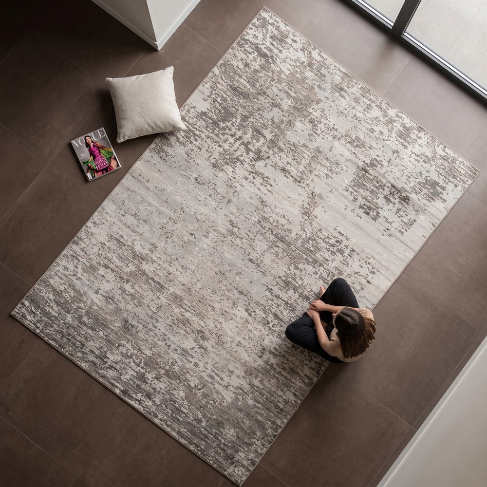 Alfombra de viscosa gris gran formato 200 x 1 x 300 cm