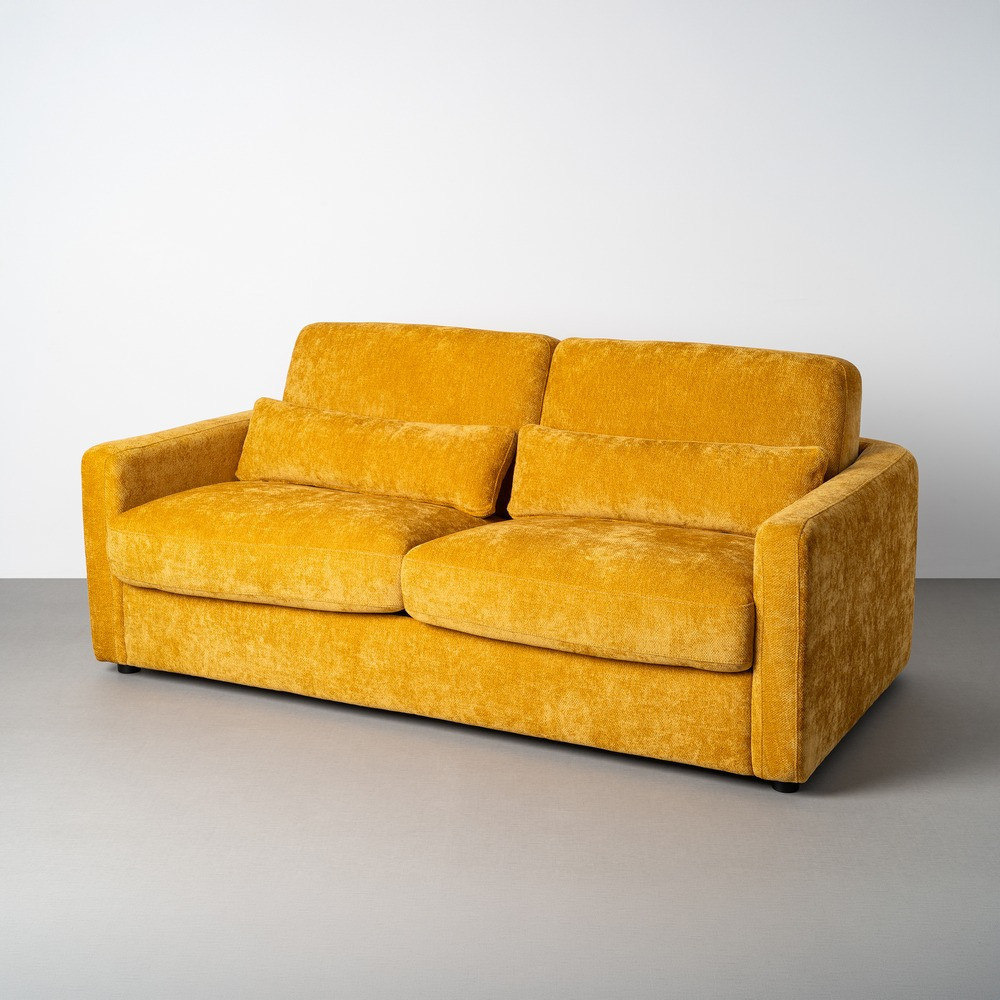 Sofá cama mostaza 3 plazas 194 x 88 x 104 cm