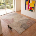 Alfombra salón gran formato formas orgánicas natural-teja viscosa 200 x 1 x 300 cm