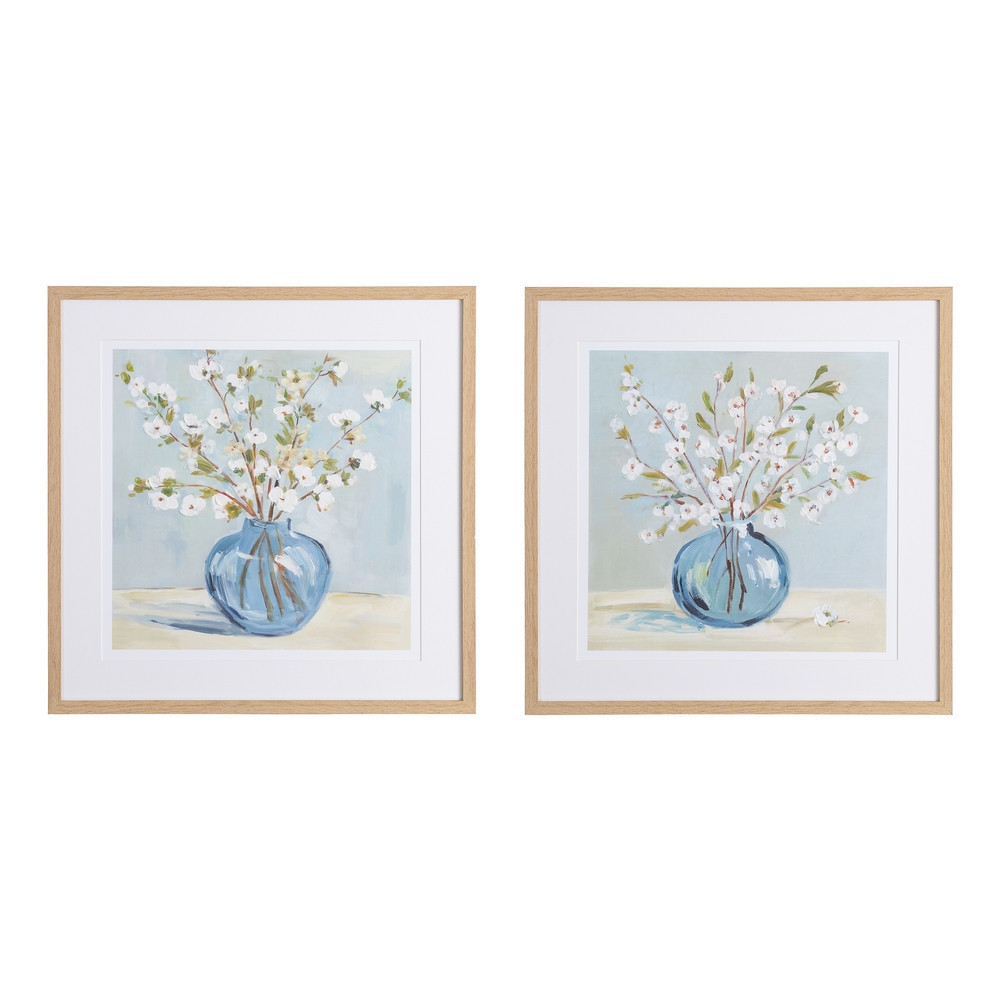 Díptico de cuadros pintura primavera en flor 2 cuadros 60 x 60 x 3 cm