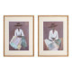 Díptico de cuadros pintura damas de sombrero 2 cuadros 60 x 80 x 3,3 cm