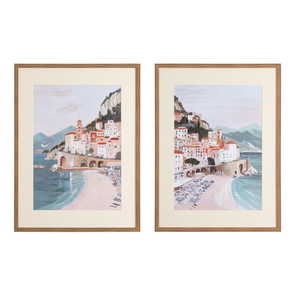 Díptico de cuadros pintura cala mediterránea 2 cuadros 60 x 80 x 3,3 cm