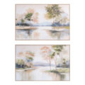 Set de 2 cuadros impresión paisaje pintado a mano en lienzo