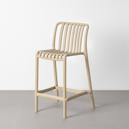 Taburete alto de exterior en polipropileno beige alistonado 51 x 92 x 50 cm
