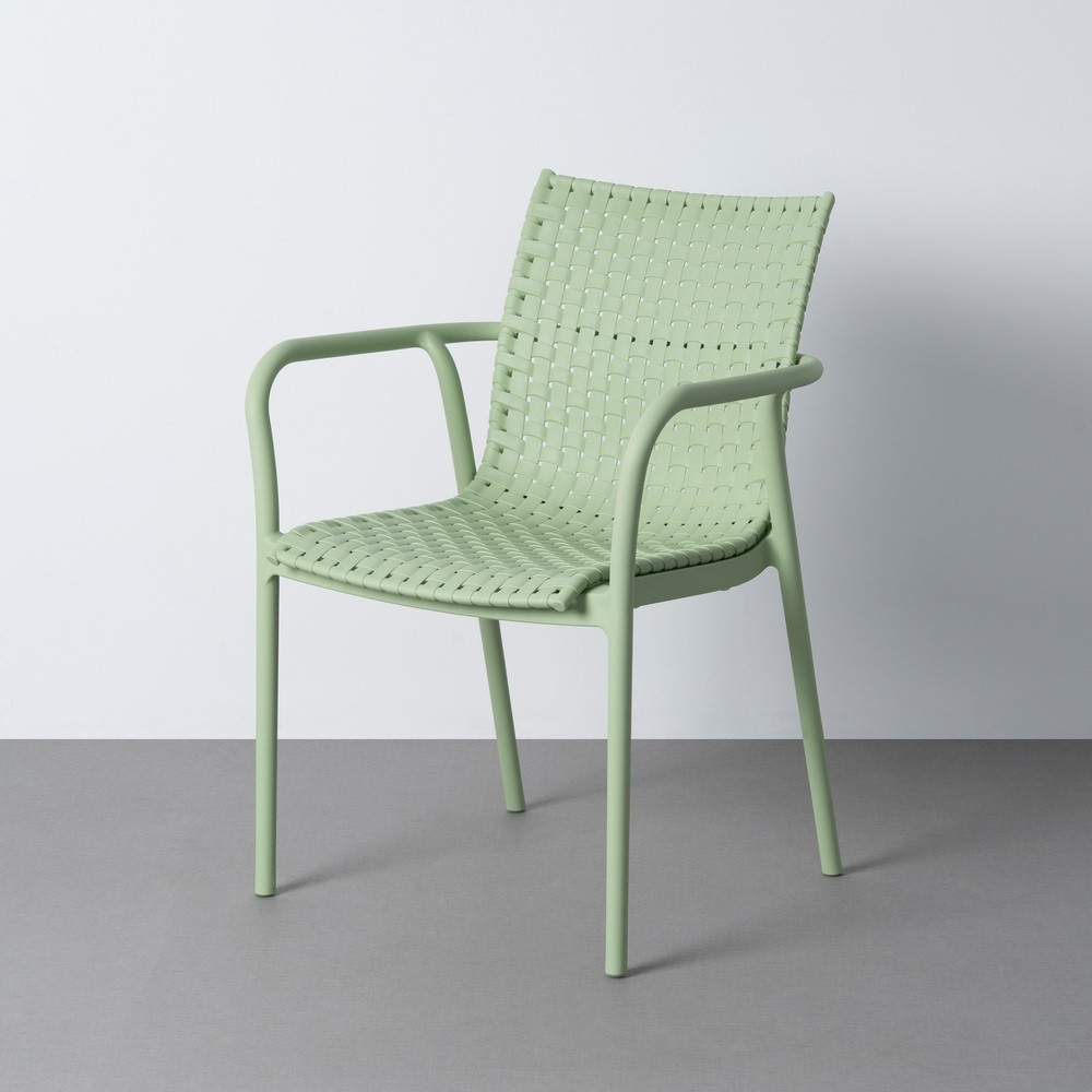 Silla de exterior apilable de uso profesional de polipropileno y fibra de vidrio verde 61,5 x 83 x 59 cm