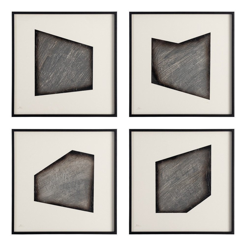 Set de 4 cuadros abstractos geometría lunar 4 cuadros