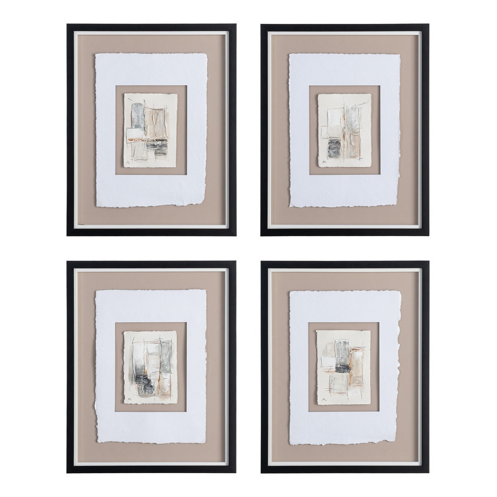 Set de 4 cuadros abstractos destellos de arcilla 4 cuadros