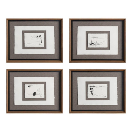 Set de 4 cuadros abstractos caligrafía zen 4 cuadros