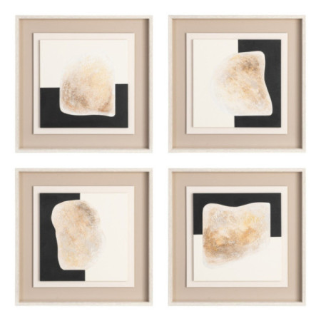 Set de 4 cuadros abstractos destellos dorados 4 cuadros