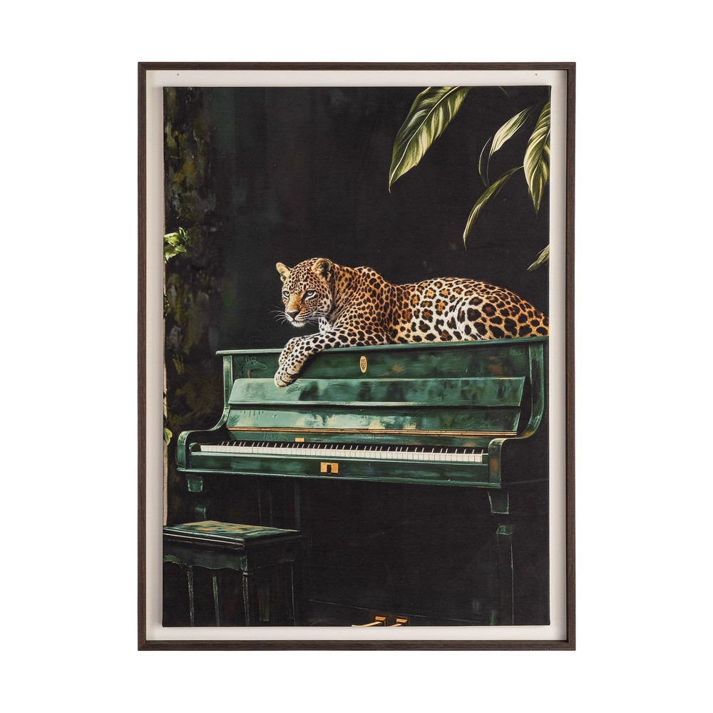 Cuadro impresión leopardo en tejido 86 x 118 x 0,8 cm