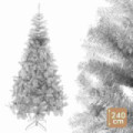 Árbol de navidad artificial de espumillón plateado brillante con 1180 ramas Ø130 x 240 cm