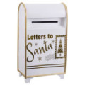 Buzón navideño de metal blanco y oro 34,5 x 61,5 x 21,5 cm