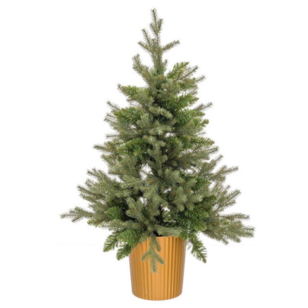 Árbol de navidad artificial verde en macetero estriado dorado con 345 ramas Ø82 x 120 cm