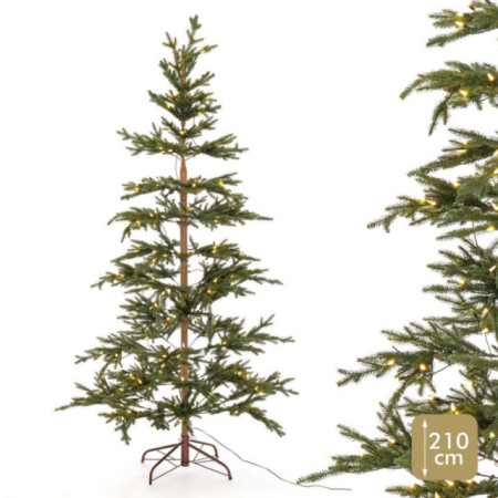 Árbol de navidad artificial con 260 luces LED cálidas y 358 ramas Ø110 x 210 cm