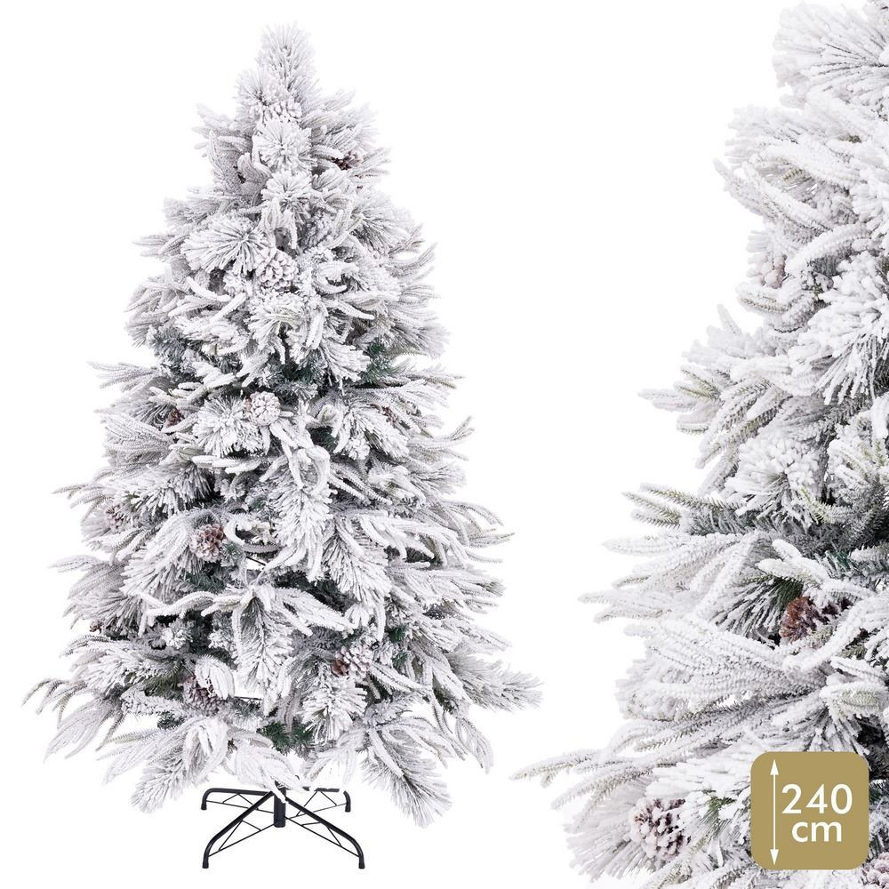 Árbol de navidad artificial nevado con piñas y 968 ramas Ø145 x 240 cm