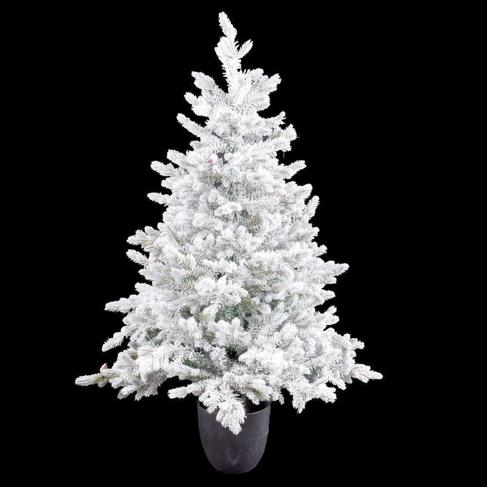 Árbol de navidad artificial nevado en maceta con piñas y 194 ramas Ø80 x 120 cm