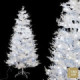 Árbol de navidad artificial flocado blanco con 240 luces LED frías y 485 ramas Ø107 x 180 cm